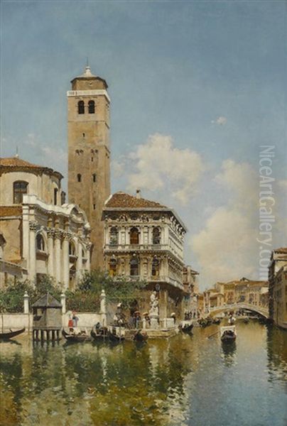 On A Venetian Canal Oil Painting by Federico del Campo