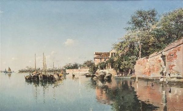 Venice Waterway Oil Painting by Federico del Campo