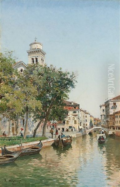 Along The Canal Oil Painting by Federico del Campo