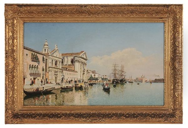 A View Of The Canal Della Giudecca With Shipping And Views Of Chiesa Dei Gesuati And San Giorgio Maggiore Oil Painting by Federico del Campo