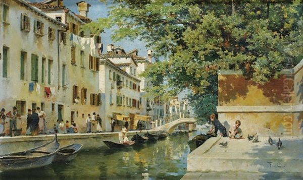 Un Canal A Venise Oil Painting by Federico del Campo