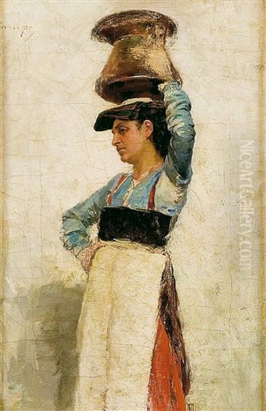 Campesina Con Cantaro Oil Painting by Federico del Campo