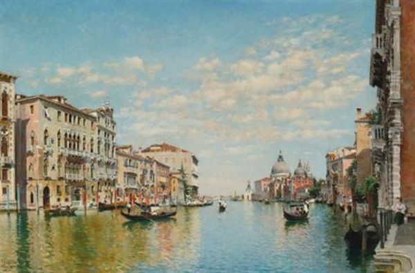 Gondoliers On The Grand Canal, Venice Oil Painting by Federico del Campo