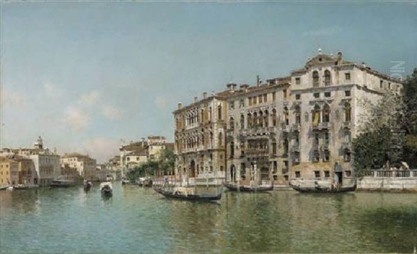 Gondoliers On The Grand Canal Near The Ca D'oro, Venice Oil Painting by Federico del Campo