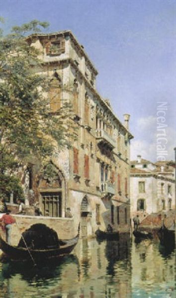 Afternoon On A Venetian Canal Oil Painting by Federico del Campo