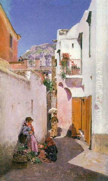 A Byway, Capri Oil Painting by Federico del Campo