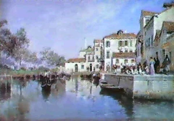 The Santa Barbara Canal, Venice Oil Painting by Federico del Campo