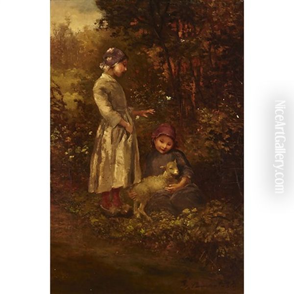 Finding The Pet Lamb Oil Painting by Henry Campotosto