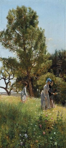 Al Parco Oil Painting by Alceste Campriani