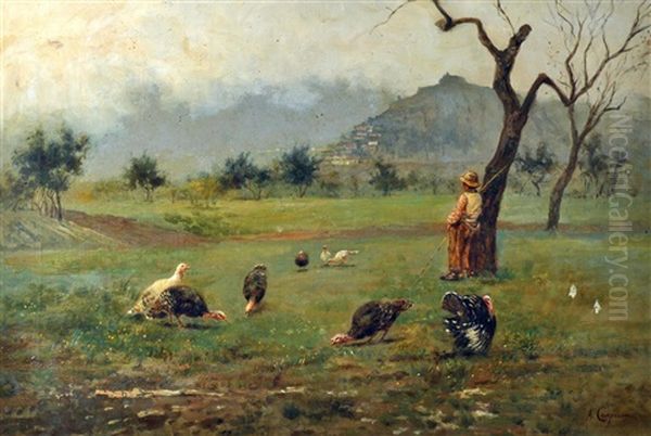 Paesaggio Campestre Oil Painting by Alceste Campriani