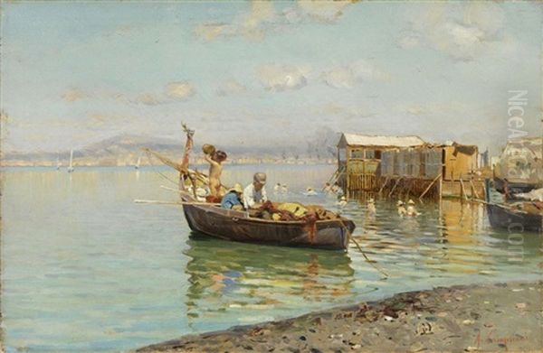 Nel Golfo Di Napoli Oil Painting by Alceste Campriani