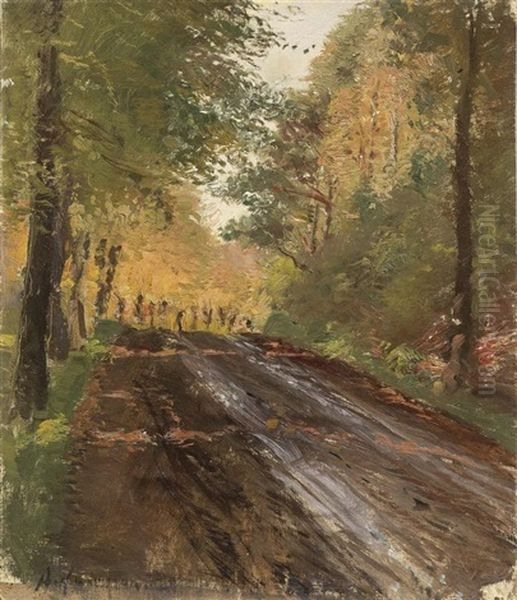 Strada Nel Bosco Oil Painting by Alceste Campriani