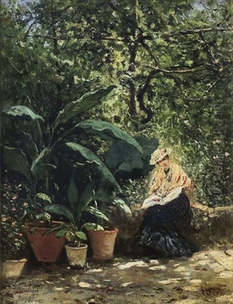 In Giardino - In The Garden Oil Painting by Alceste Campriani