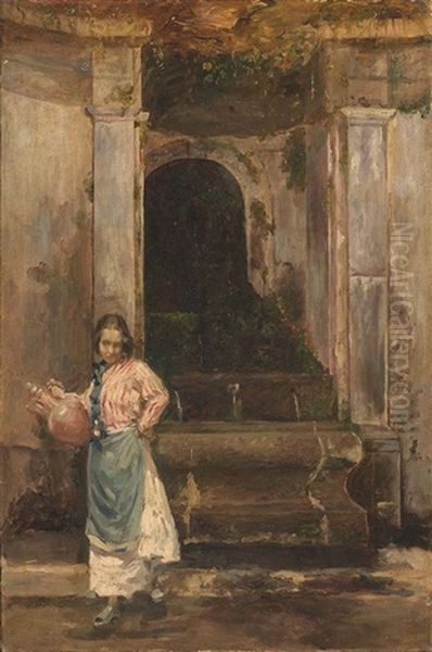 Alla Fonte Oil Painting by Alceste Campriani