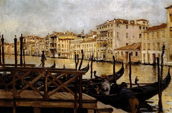 Imbarcadero Oil Painting by Alceste Campriani