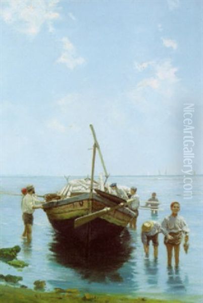 Il Rientro Della Pesca Oil Painting by Alceste Campriani