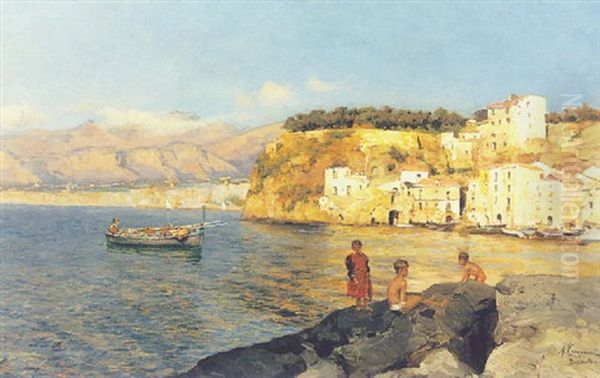 Veduta Di Sorrento Oil Painting by Alceste Campriani