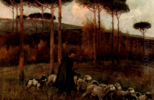 Ultimi Raggi D'autumno Oil Painting by Alceste Campriani