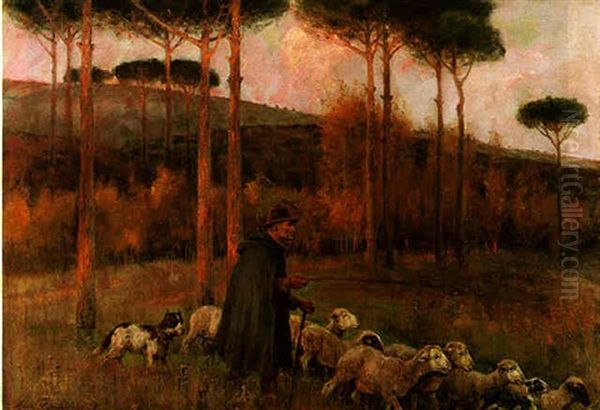 Ultimi Raggi D'autumno Oil Painting by Alceste Campriani