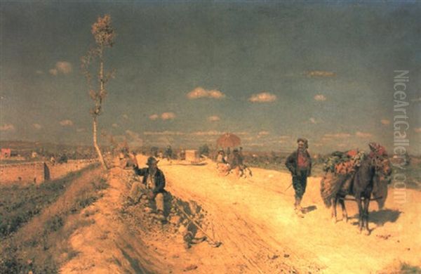 The Road To Market Oil Painting by Alceste Campriani