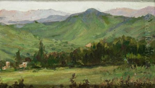 Paisaje De Cantabria Oil Painting by Tomas Campuzano Y Aguirre