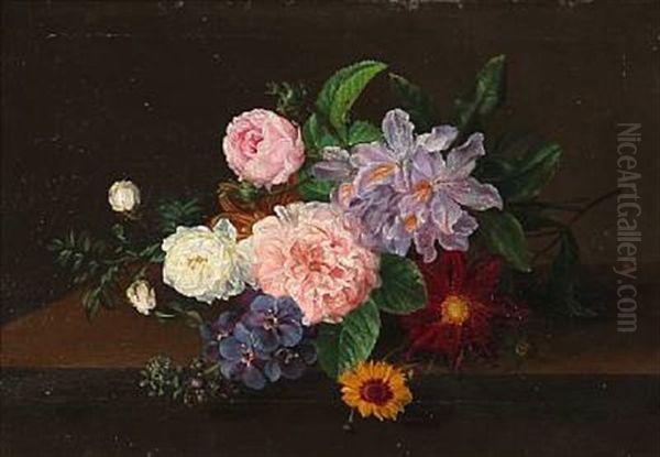 Still Life With Flowers Oil Painting by Johannes Ludwig Camradt