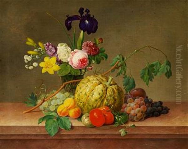 Still Life With Flowers And Fruit Oil Painting by Johannes Ludwig Camradt