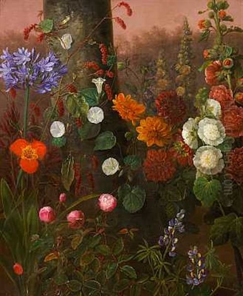 Vilde Fritvoksende Blomster Oil Painting by Johannes Ludwig Camradt