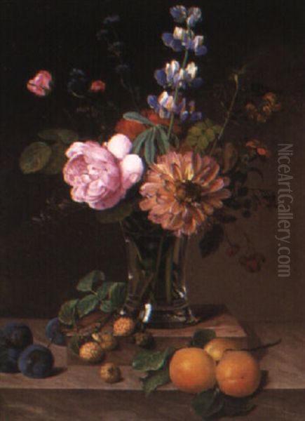 Still Life With Bouquet Of Flowers Oil Painting by Johannes Ludwig Camradt