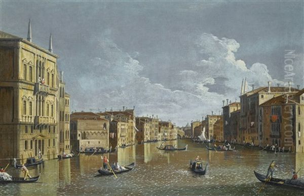 Venice, A View Of The Grand Canal From Palazzo Balbi Oil Painting by Bernardo Canal