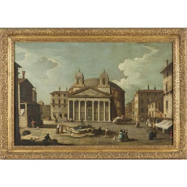 Veduta Del Pantheon Oil Painting by Bernardo Canal