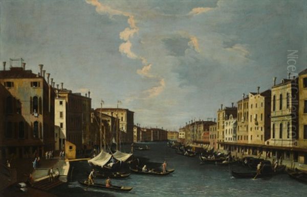 The Grand Canal: Looking South-west From The Rialto Bridge To The Palazzo Foscari Oil Painting by Bernardo Canal