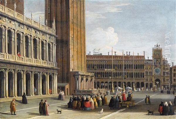 Blick Uber Die Piazzetta Auf Den Uhrturm Oil Painting by Bernardo Canal