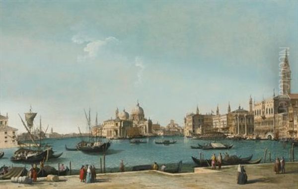 Venice, A View Of The Entrance To The Grand Canal With The Bacino Di San Marco Oil Painting by Bernardo Canal