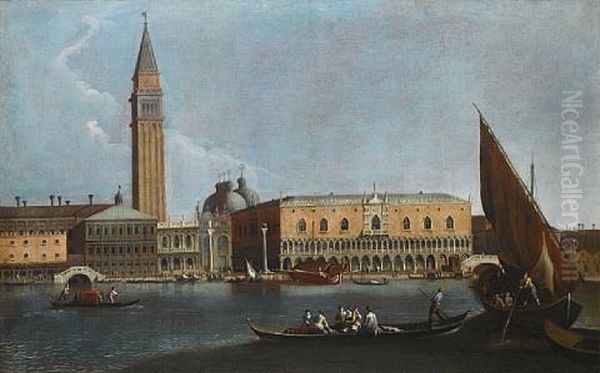 The Bacino Di San Marco, Venice, With The Doge's Palace And The Campanile Oil Painting by Bernardo Canal