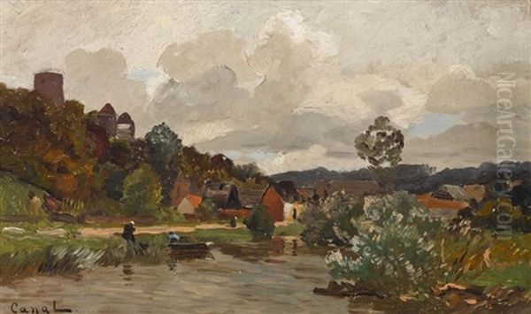 Flusslandschaft Mit Burganlage Oil Painting by Gilbert Von Canal