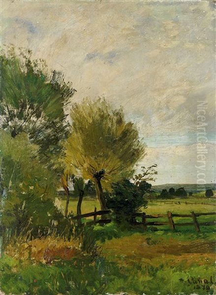 Weidelandschaft Mit Knuppelweide Und Hag Oil Painting by Gilbert Von Canal