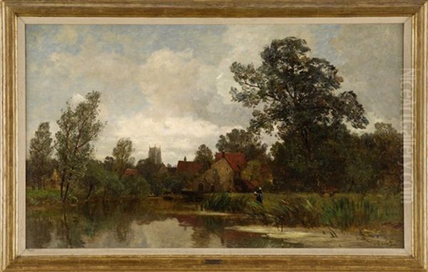 Fluslandschaft Mit Dorfansicht Oil Painting by Gilbert Von Canal