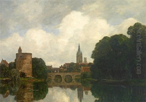 Ansicht Von Brugge Oil Painting by Gilbert Von Canal