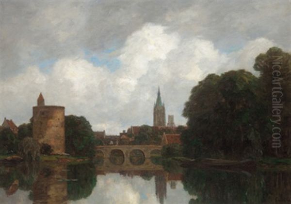 Ansicht Von Brugge Oil Painting by Gilbert Von Canal