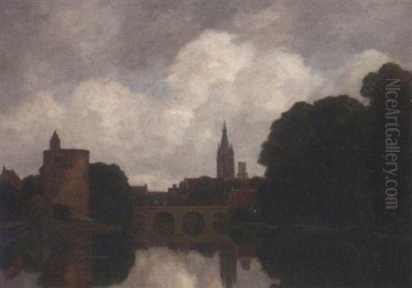 A View Of Brugge Oil Painting by Gilbert Von Canal