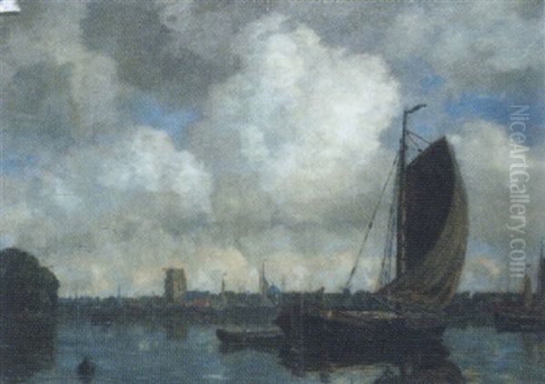 Fischerboote Von Dordrecht Oil Painting by Gilbert Von Canal