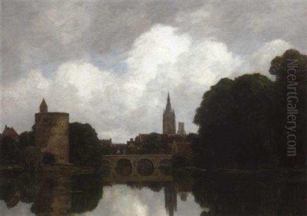 Ansicht Von Brugge Oil Painting by Gilbert Von Canal