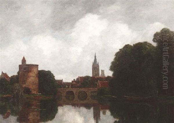 Ansicht Von Brugge Oil Painting by Gilbert Von Canal