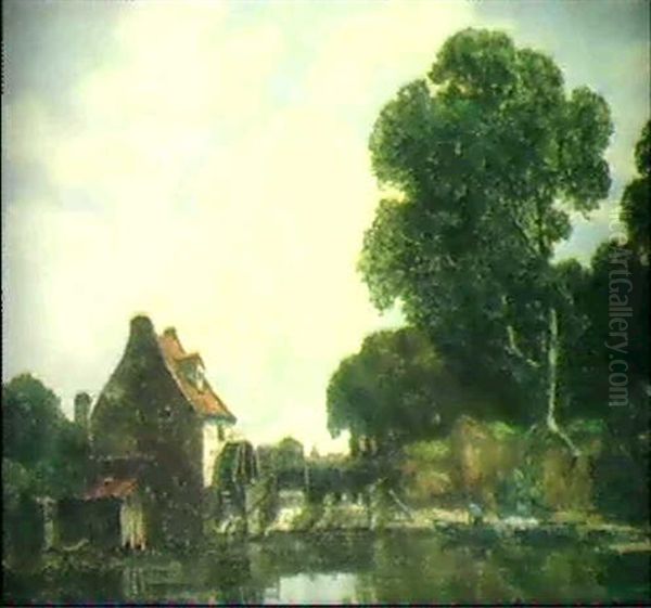 Die Alte Muhle Am Fluss Oil Painting by Gilbert Von Canal