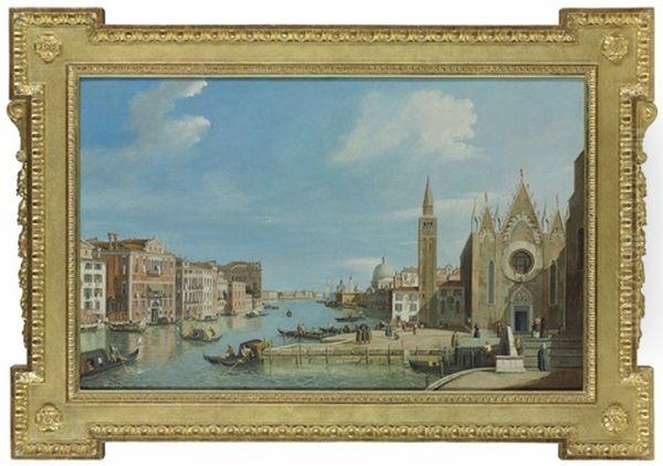 The Grand Canal From Santa Maria Della Carita', Looking Towards The Bacino Di San Marco
The Grand Canal From Santa Maria Della Carita', Looking Towards The Bacino Di San Marco Oil Painting by  Canaletto