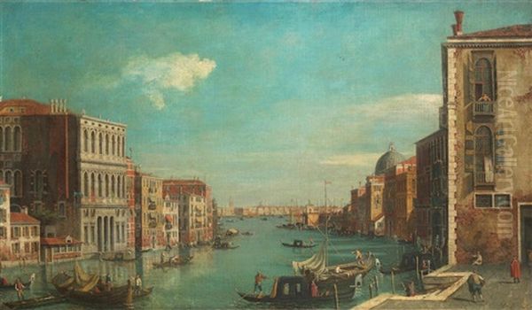 View Of The Grand Canal, Venice From The Campo San Vio Oil Painting by  Canaletto