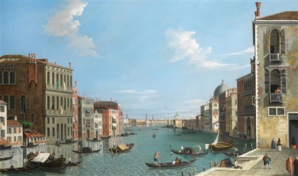 The Grand Canal, Venice, Looking East With The Doge's Palace And The Punta Della Dogana In The Distance Oil Painting by  Canaletto