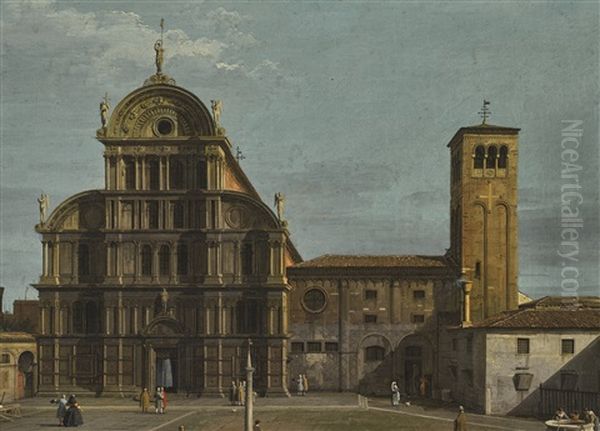 Venice, The Campo San Zaccaria; Venice, The Campo Santa Maria Formosa Oil Painting by  Canaletto