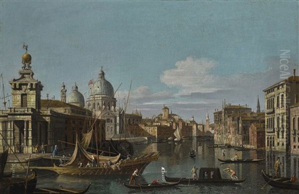 Venice, A View Of The Grand Canal Looking West Towards The Church Of The Santa Maria Della Salute Oil Painting by  Canaletto